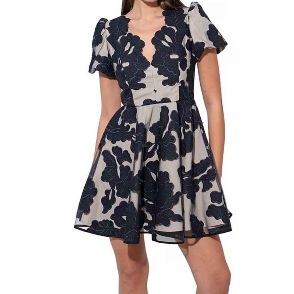 Adelyn Rae Navy and White Floral Mini Dress